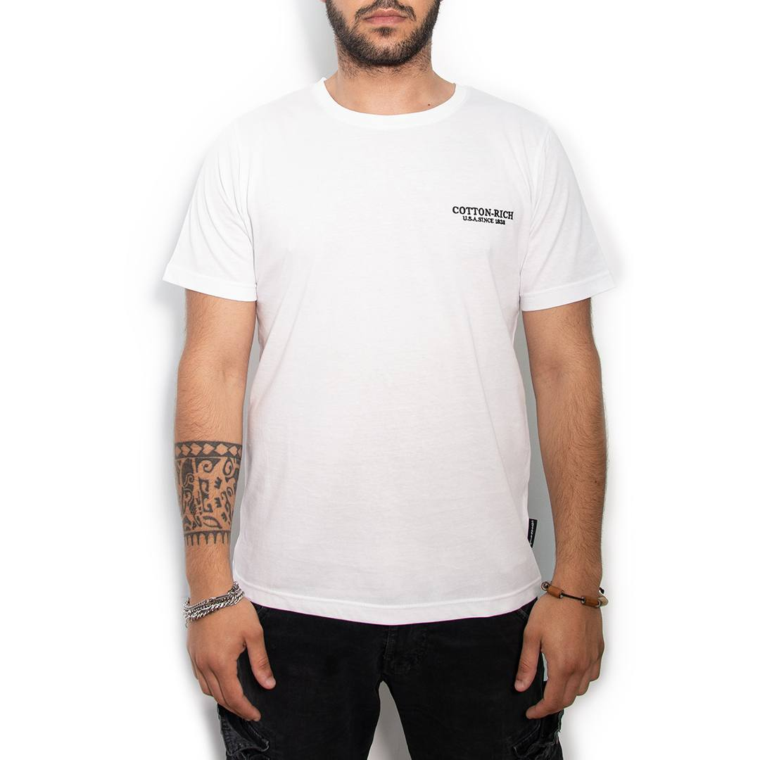 Chogan Бяла T-Shirt Cotton-Rich с бродерия